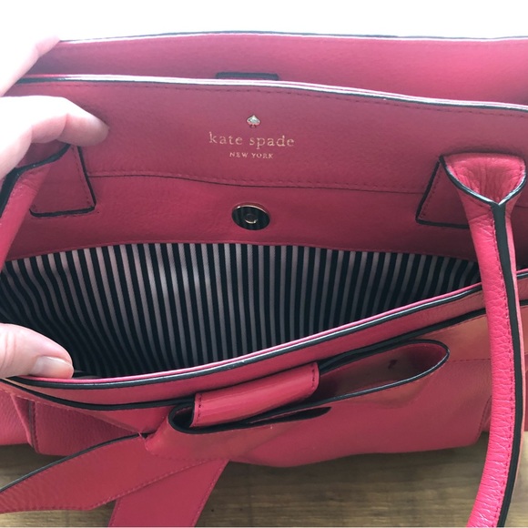 Kate Spade Bow Valley Rosa Leather Large Satchel Handbag - Picture 6 of 16